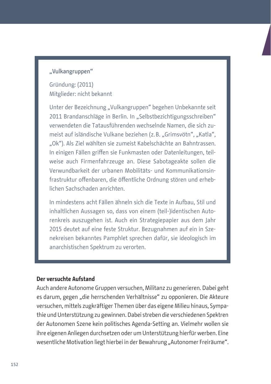 Seite 152 des Verfassungsschutzbericht 2019 Berlin