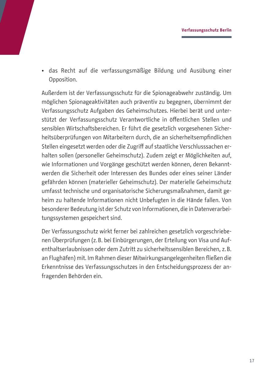 Seite 17 des Verfassungsschutzbericht 2019 Berlin