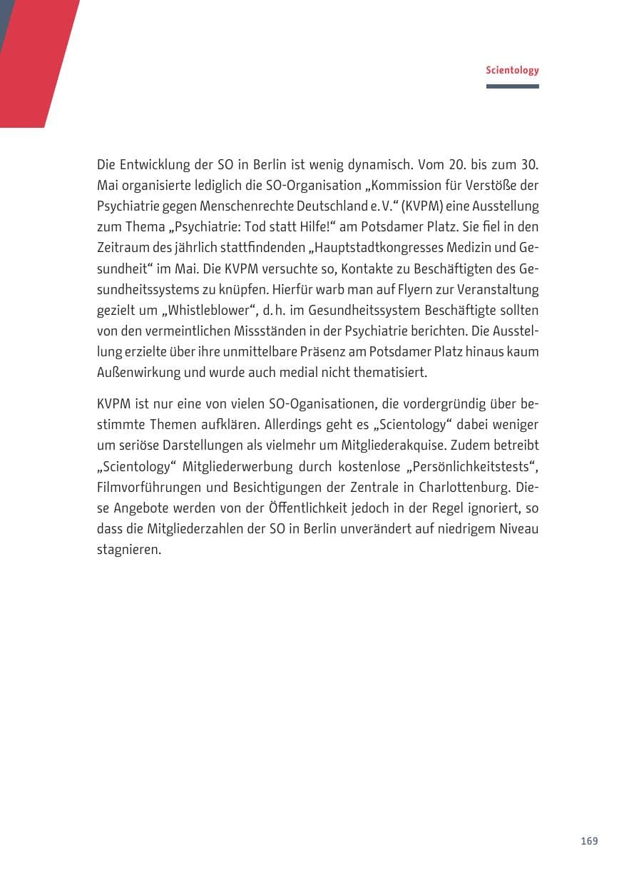 Seite 169 des Verfassungsschutzbericht 2019 Berlin