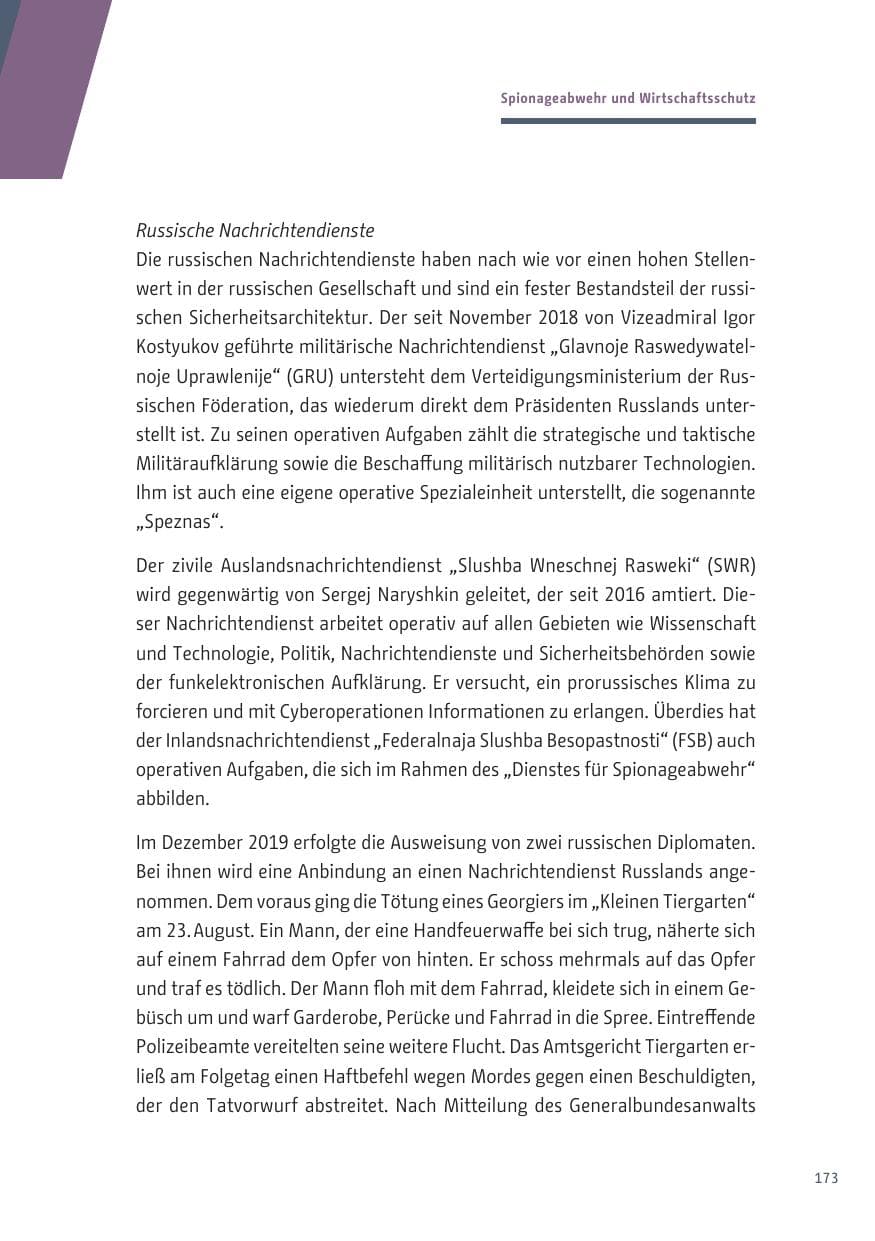 Seite 173 des Verfassungsschutzbericht 2019 Berlin