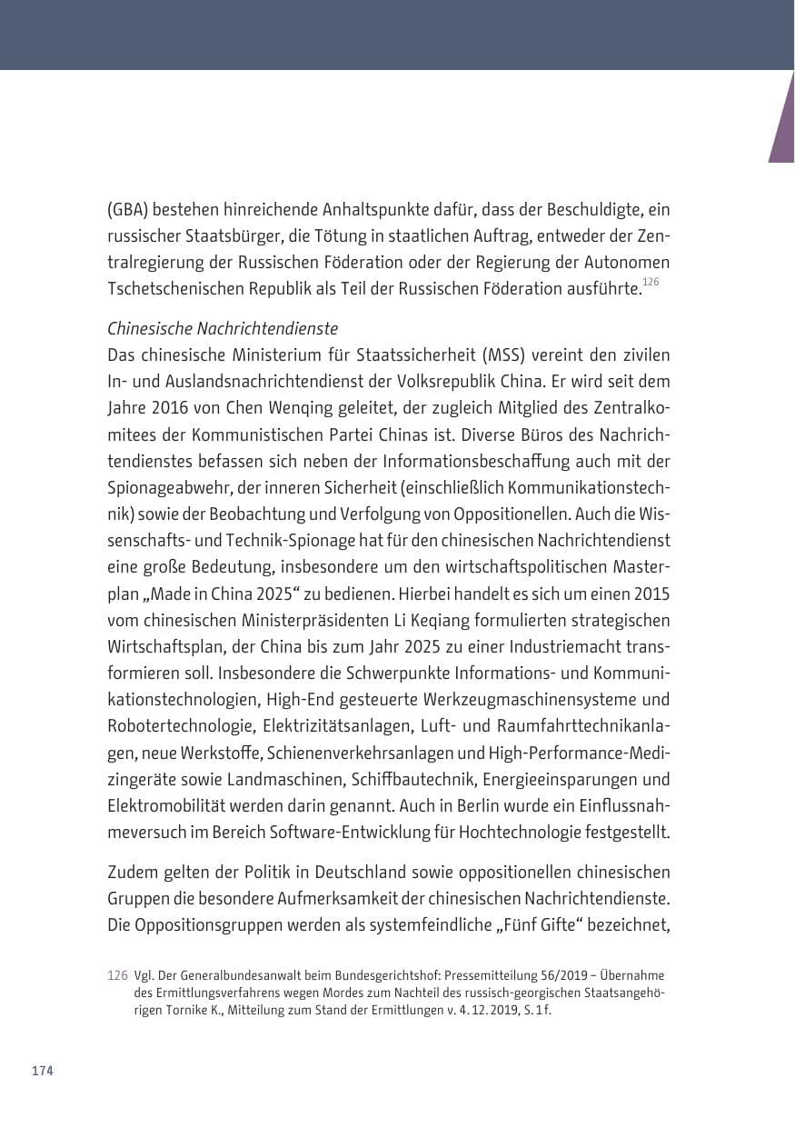 Seite 174 des Verfassungsschutzbericht 2019 Berlin