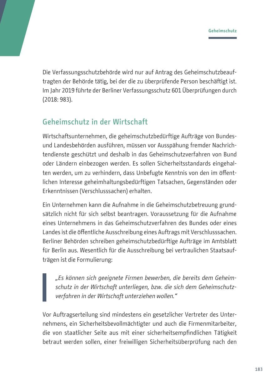 Seite 183 des Verfassungsschutzbericht 2019 Berlin