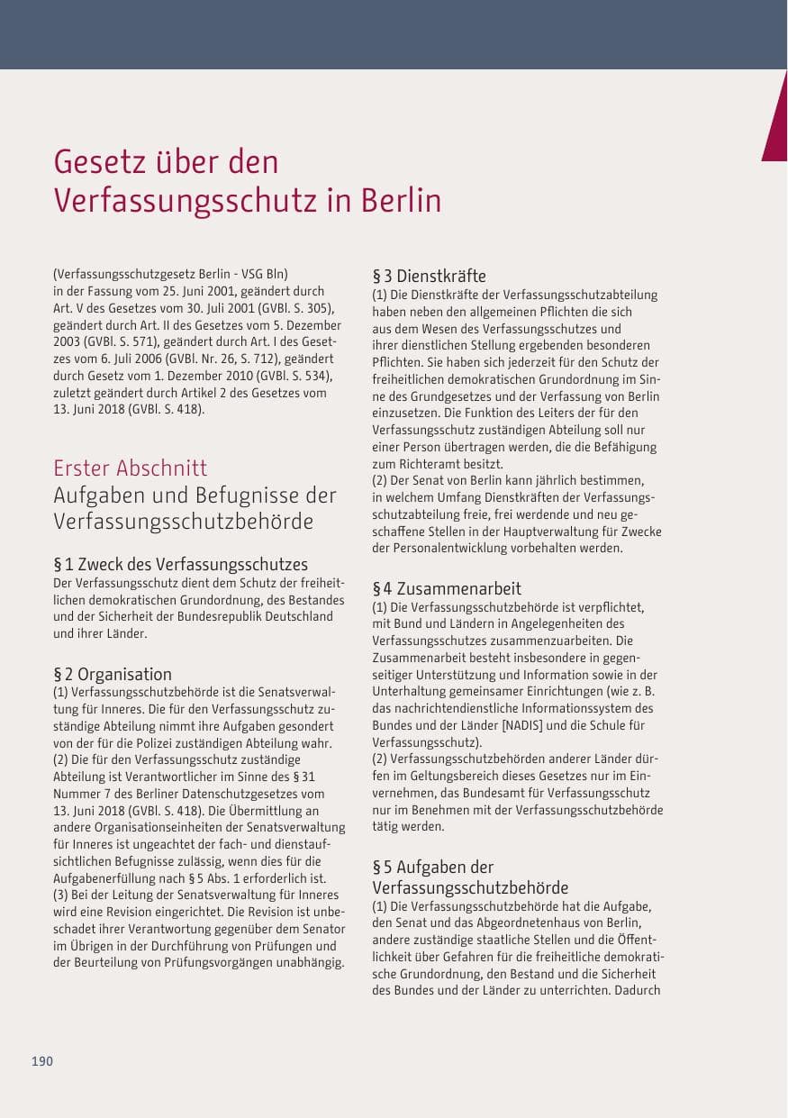 Seite 190 des Verfassungsschutzbericht 2019 Berlin