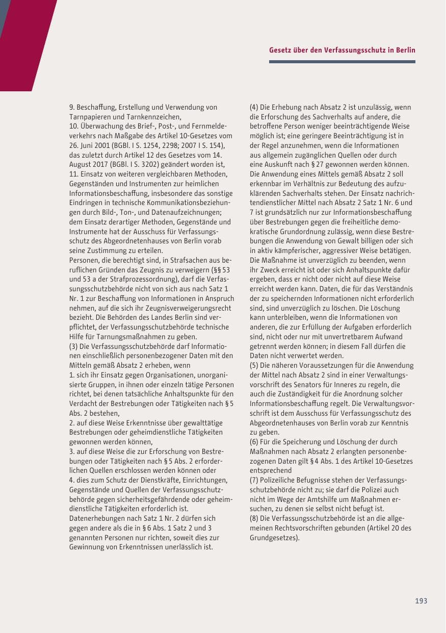 Seite 193 des Verfassungsschutzbericht 2019 Berlin