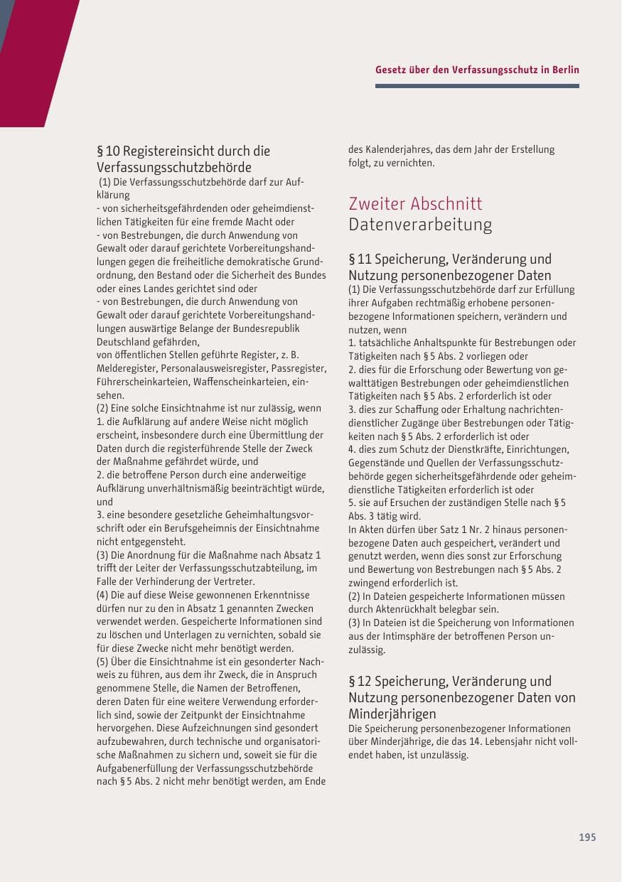 Seite 195 des Verfassungsschutzbericht 2019 Berlin