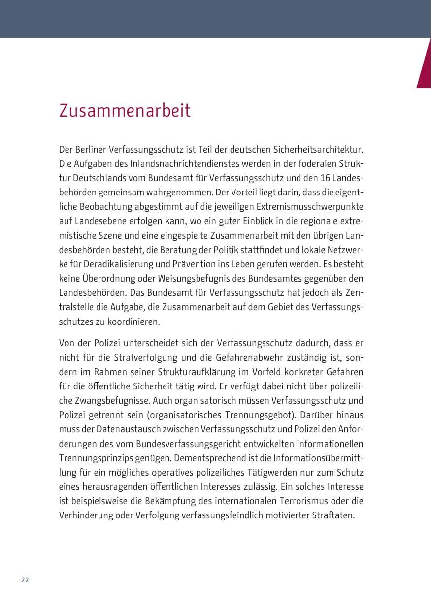 Seite 22 des Verfassungsschutzbericht 2019 Berlin