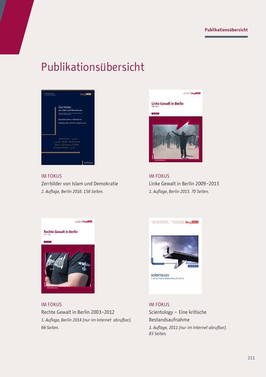 Seite 211 des Verfassungsschutzbericht 2019 Berlin