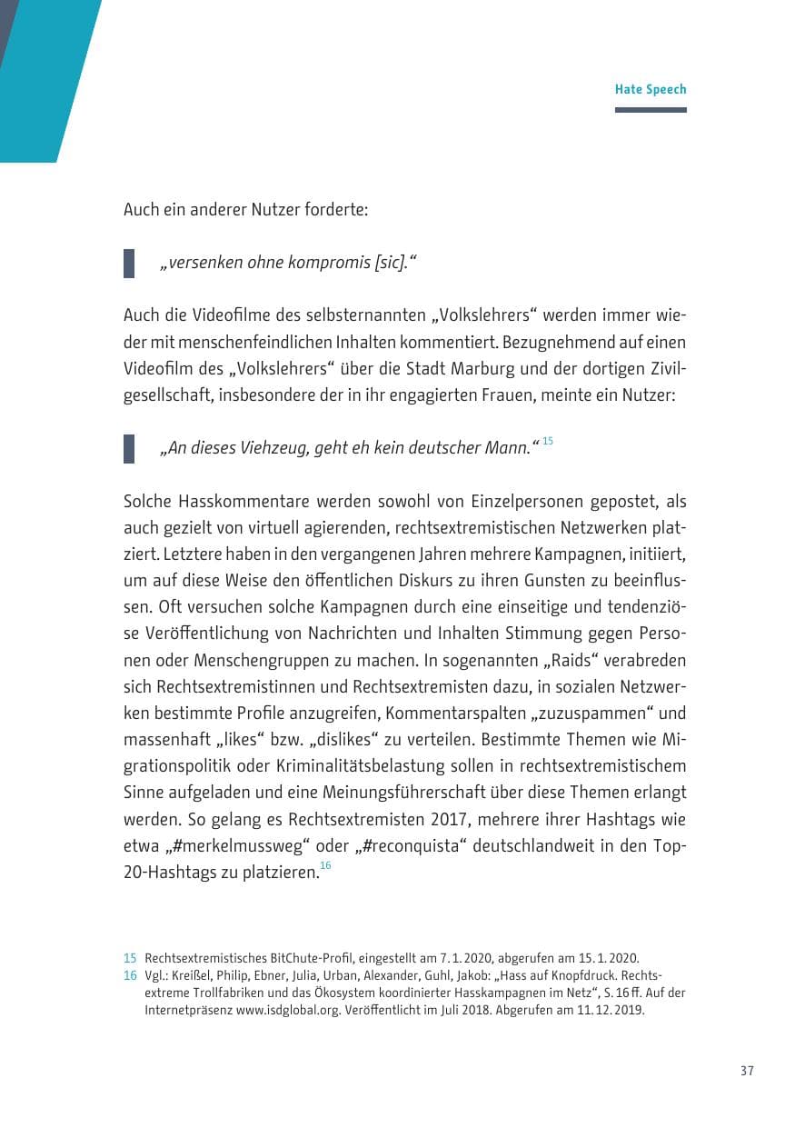 Seite 37 des Verfassungsschutzbericht 2019 Berlin