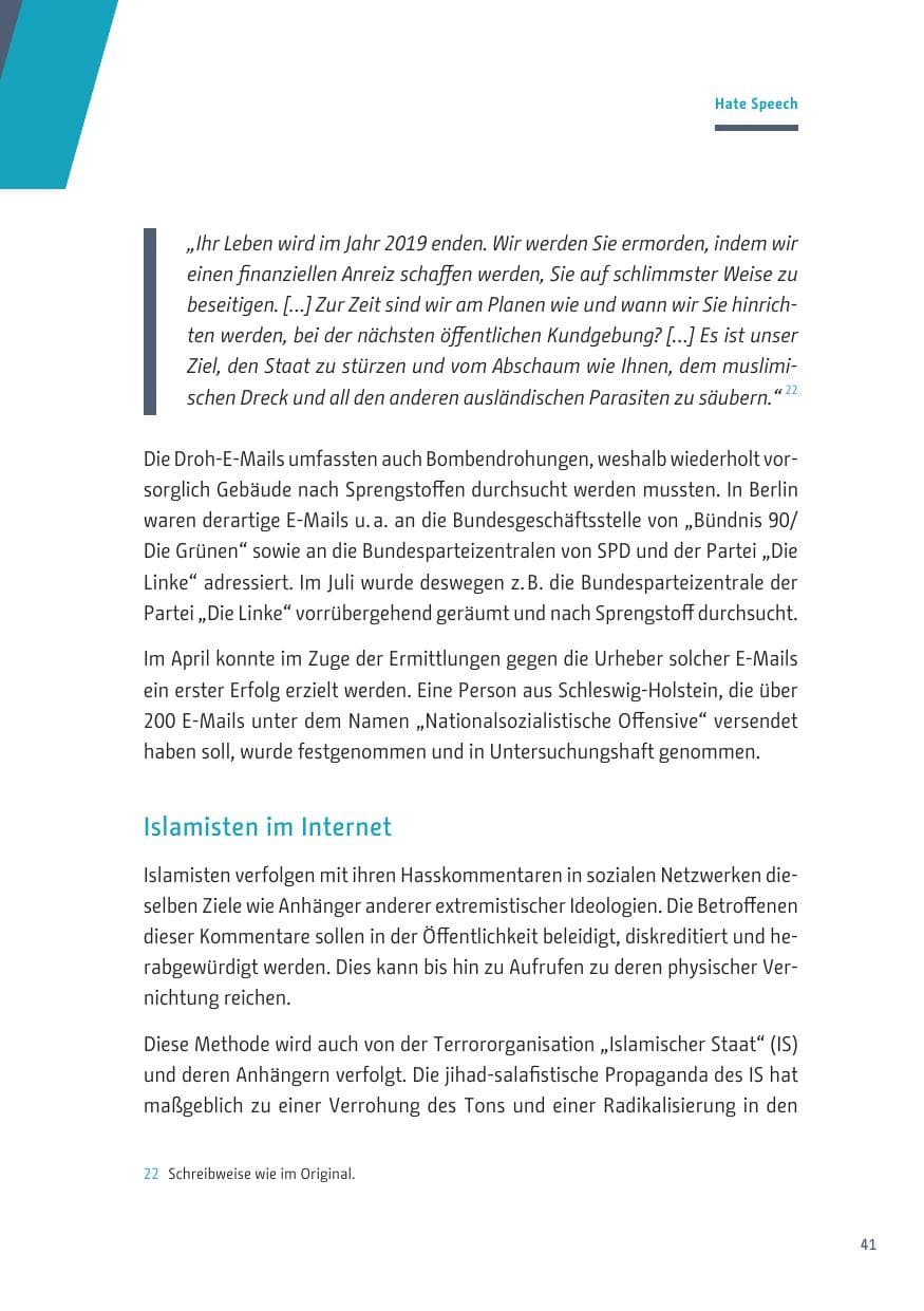 Seite 41 des Verfassungsschutzbericht 2019 Berlin