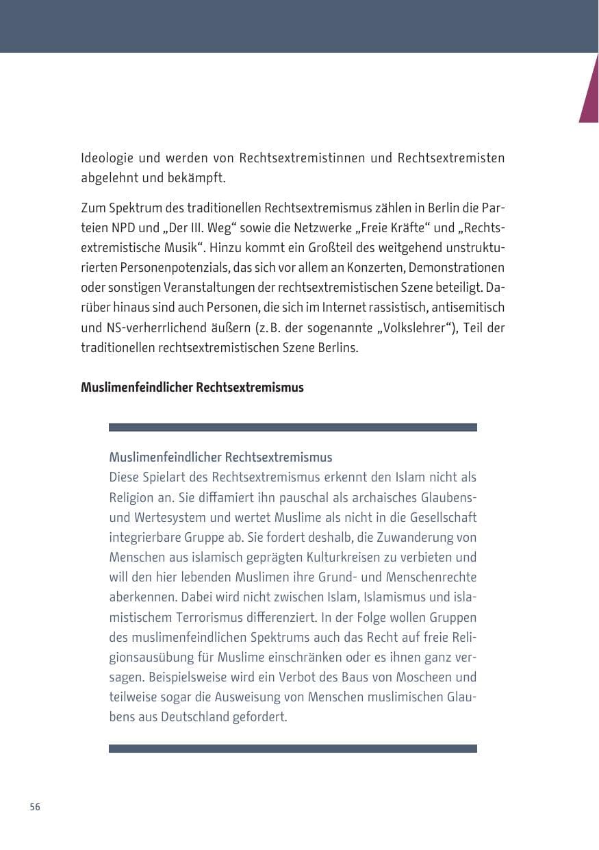 Seite 56 des Verfassungsschutzbericht 2019 Berlin