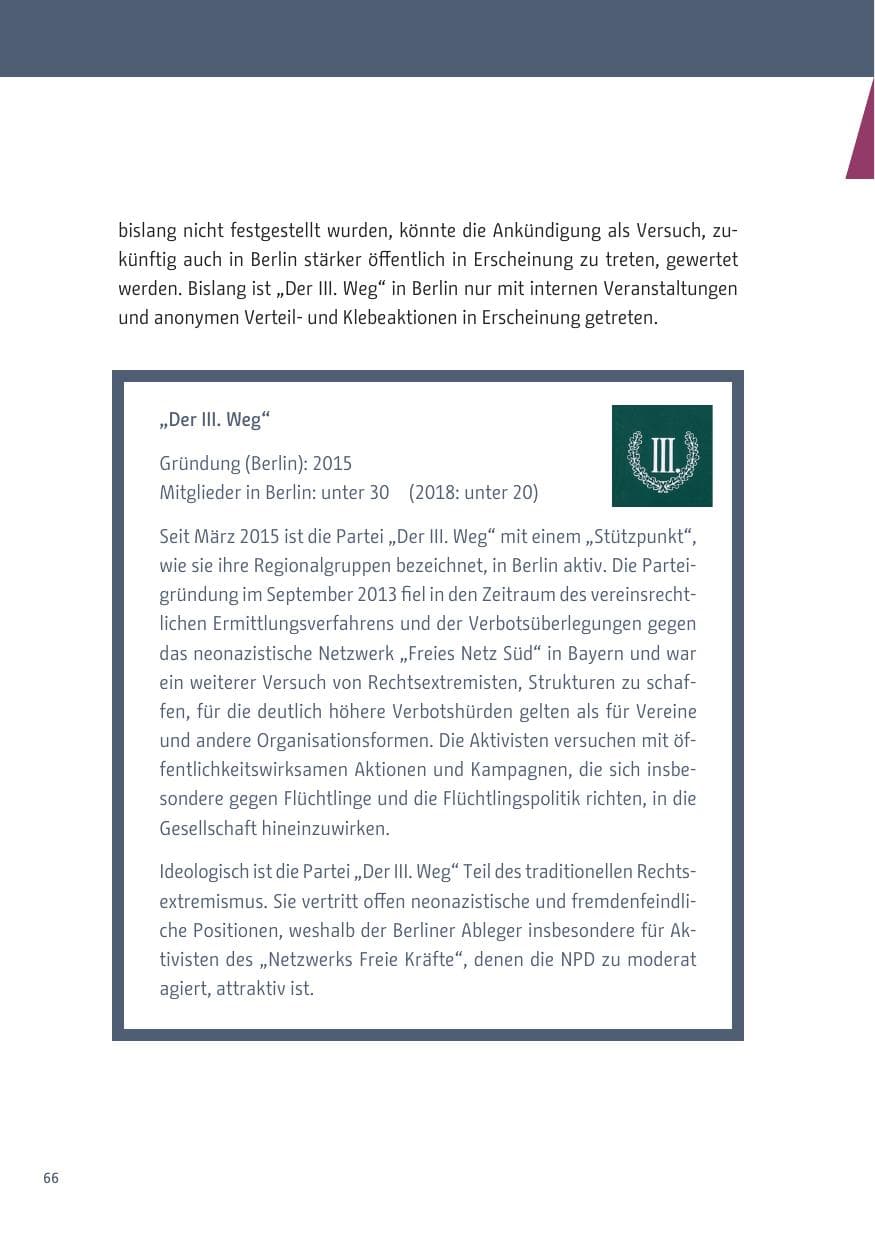 Seite 66 des Verfassungsschutzbericht 2019 Berlin
