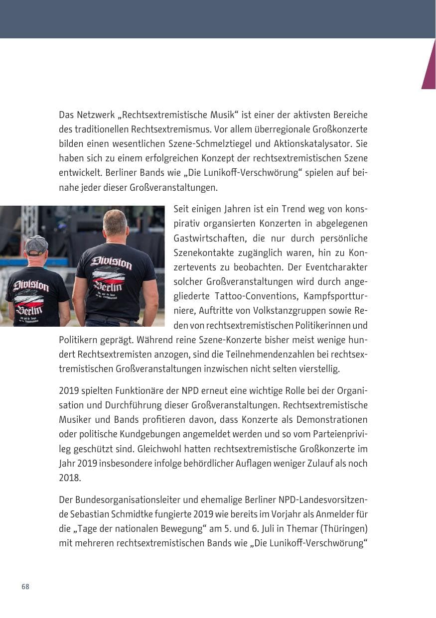 Seite 68 des Verfassungsschutzbericht 2019 Berlin