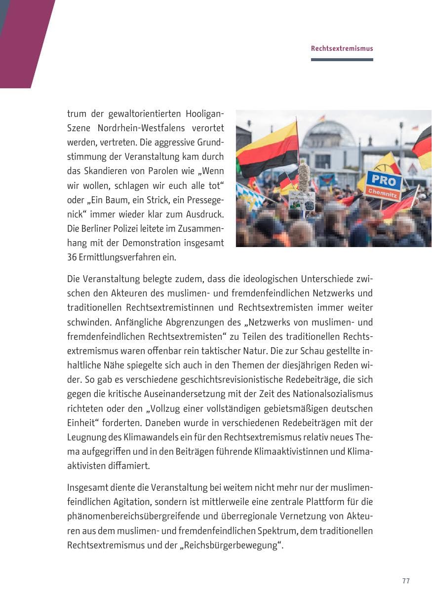 Seite 77 des Verfassungsschutzbericht 2019 Berlin