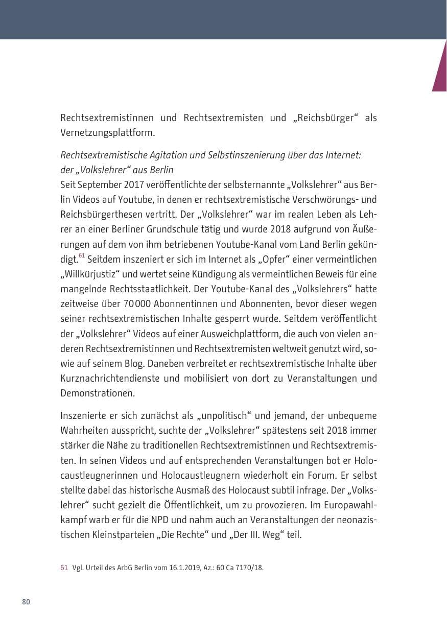 Seite 80 des Verfassungsschutzbericht 2019 Berlin