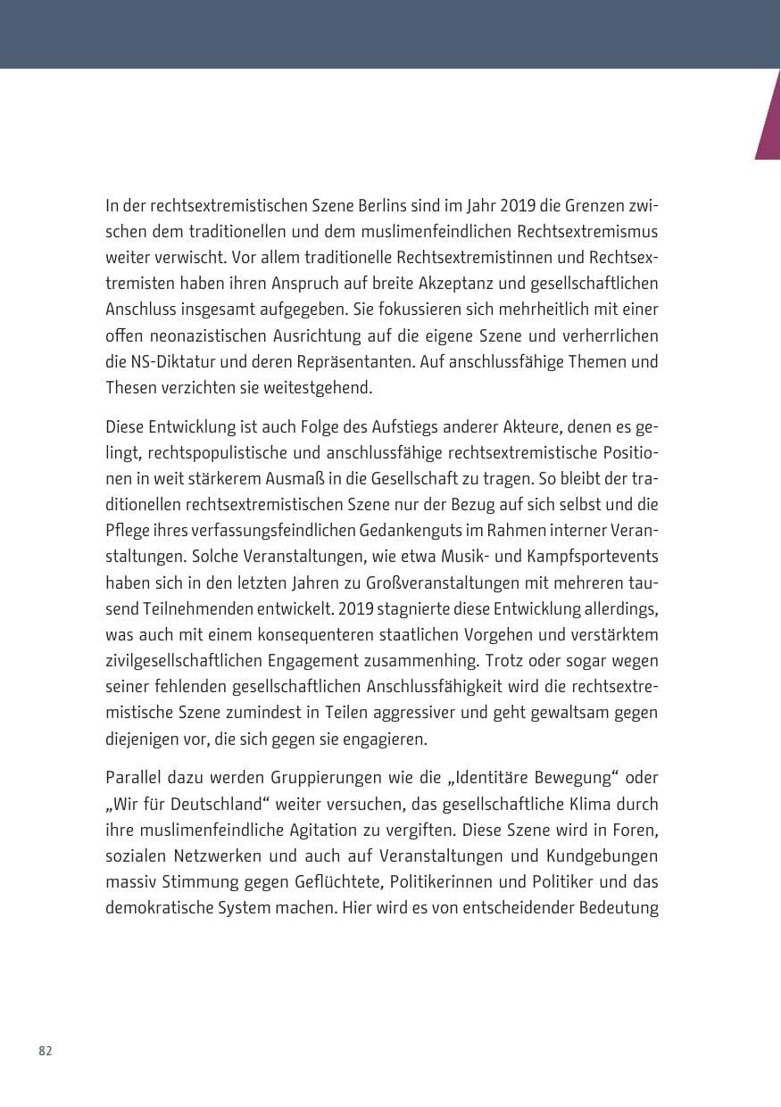 Seite 82 des Verfassungsschutzbericht 2019 Berlin