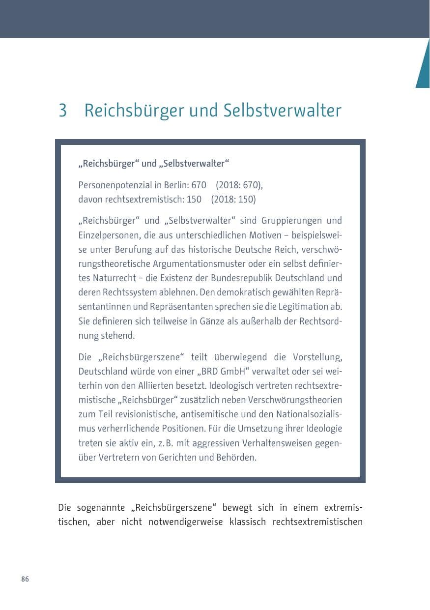 Seite 86 des Verfassungsschutzbericht 2019 Berlin
