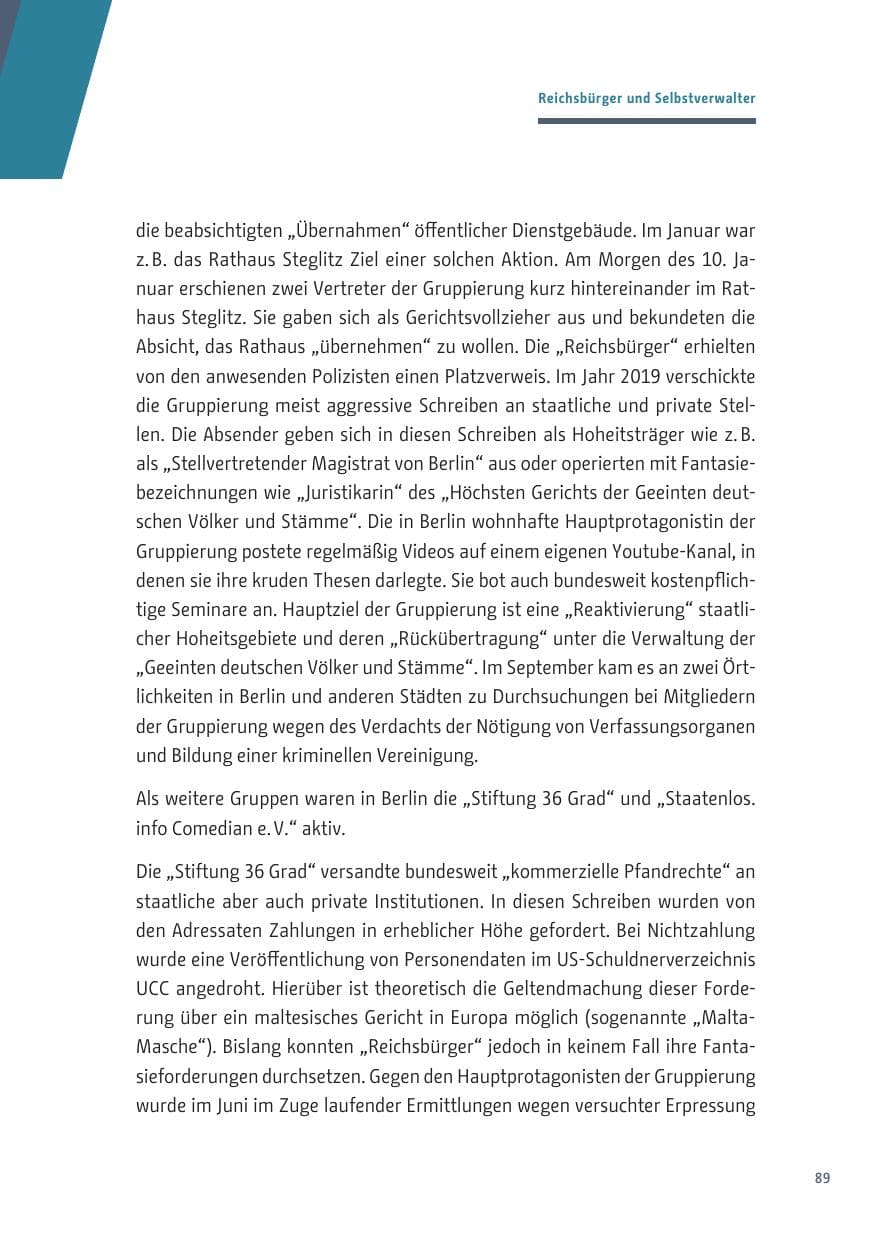 Seite 89 des Verfassungsschutzbericht 2019 Berlin