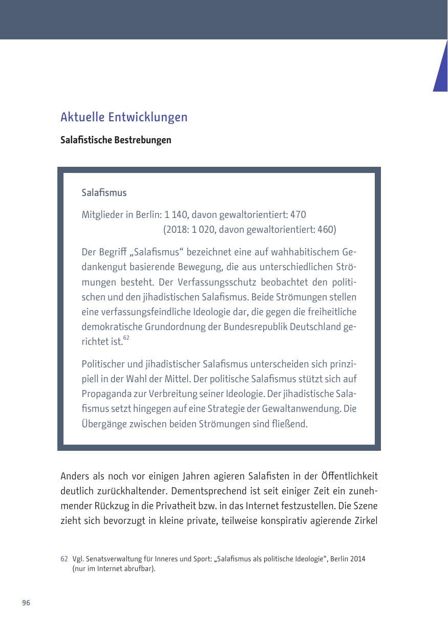 Seite 96 des Verfassungsschutzbericht 2019 Berlin