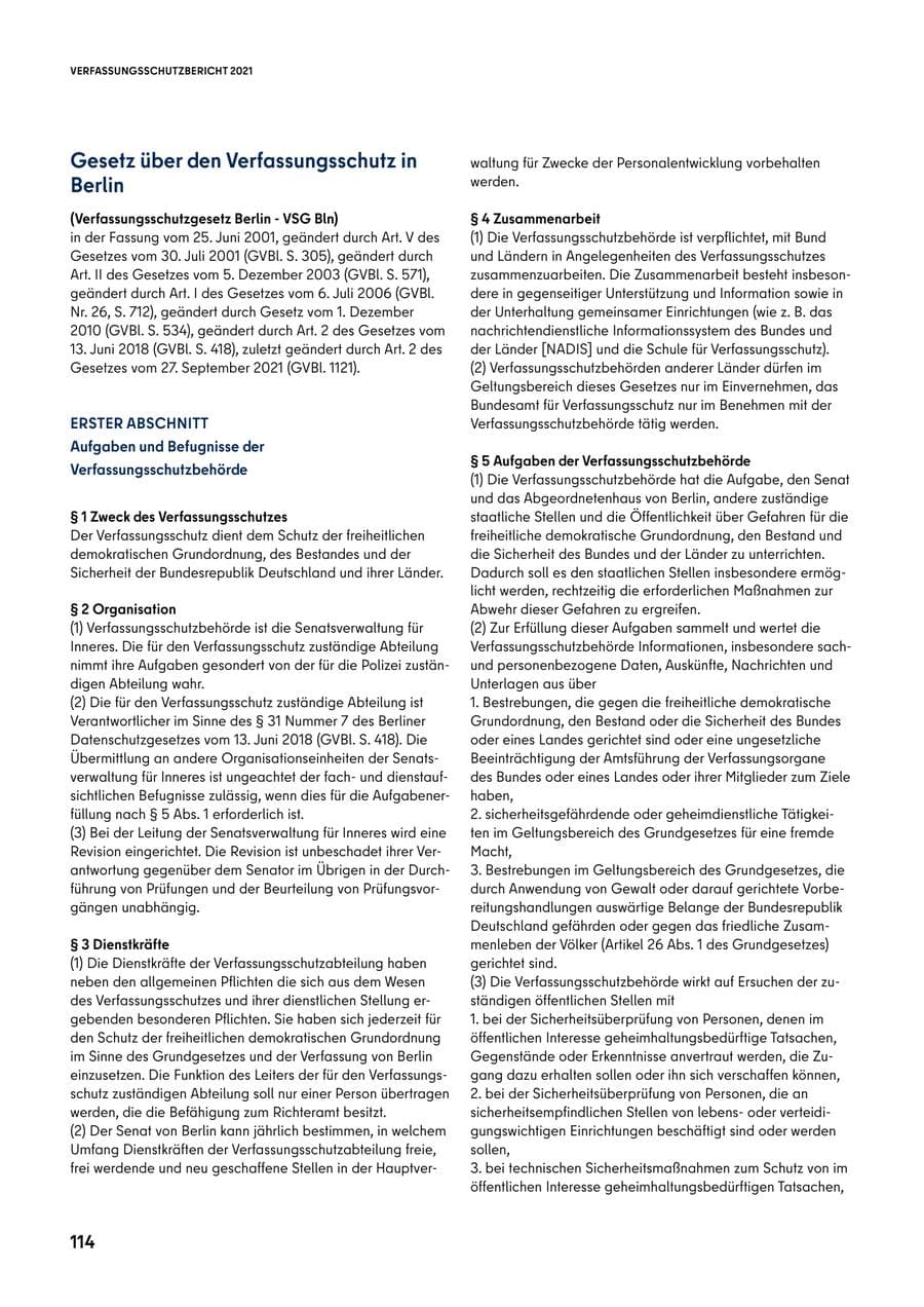 Seite 114 des Verfassungsschutzbericht 2021 Berlin