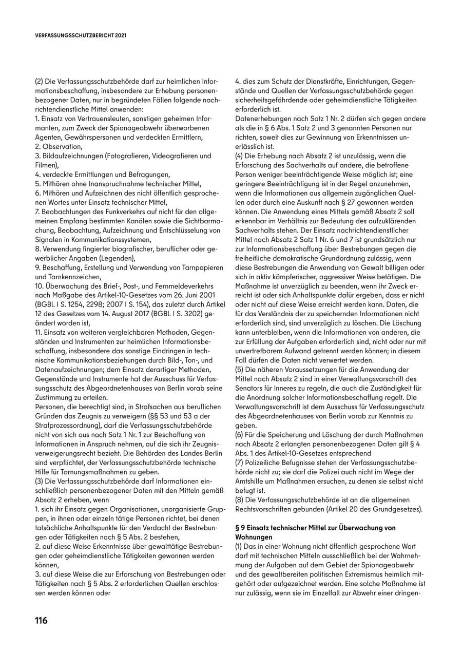 Seite 116 des Verfassungsschutzbericht 2021 Berlin