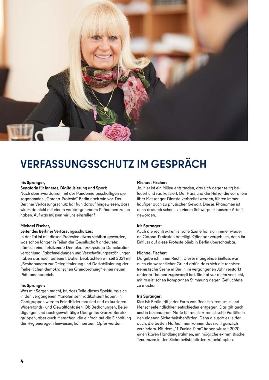 Seite 4 des Verfassungsschutzbericht 2021 Berlin