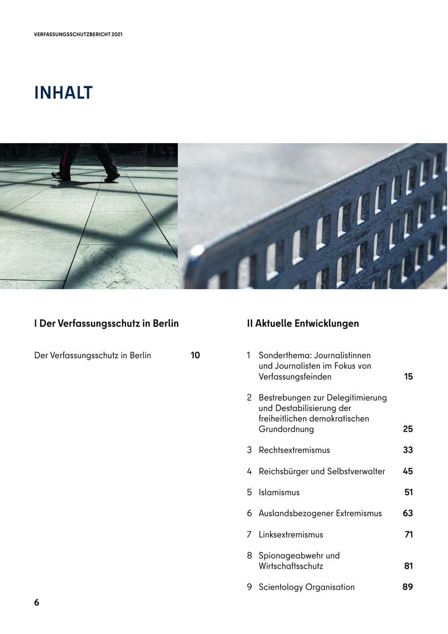 Seite 6 des Verfassungsschutzbericht 2021 Berlin