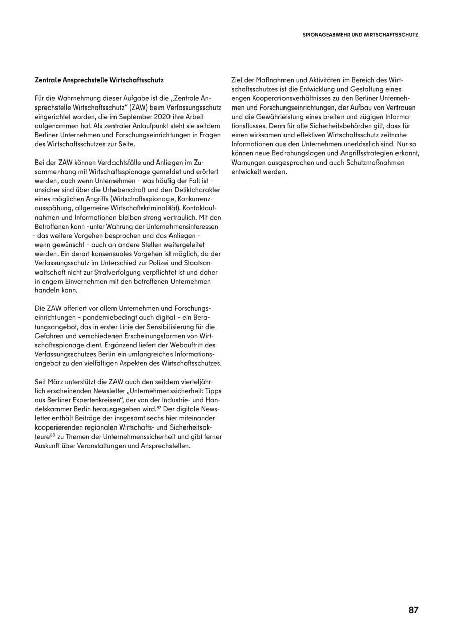 Seite 87 des Verfassungsschutzbericht 2021 Berlin