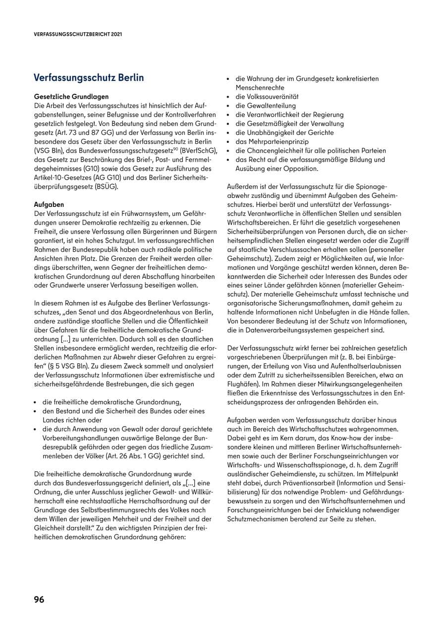 Seite 96 des Verfassungsschutzbericht 2021 Berlin