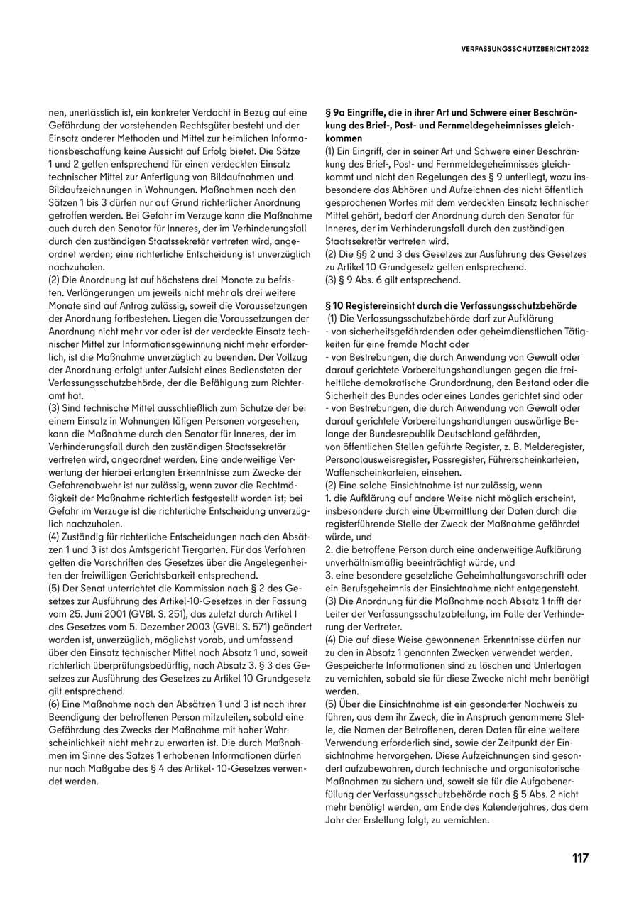 Seite 117 des Verfassungsschutzbericht 2022 Berlin