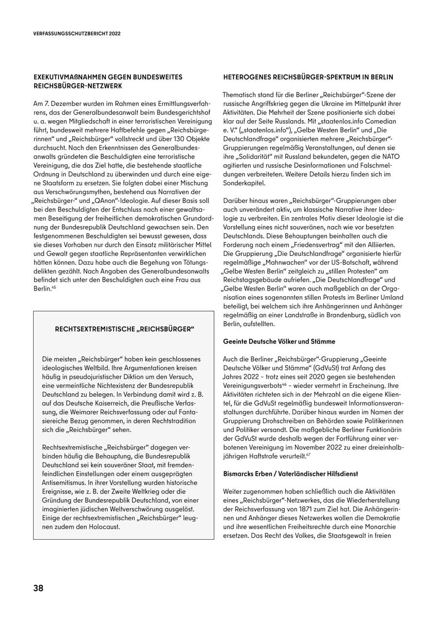 Seite 38 des Verfassungsschutzbericht 2022 Berlin
