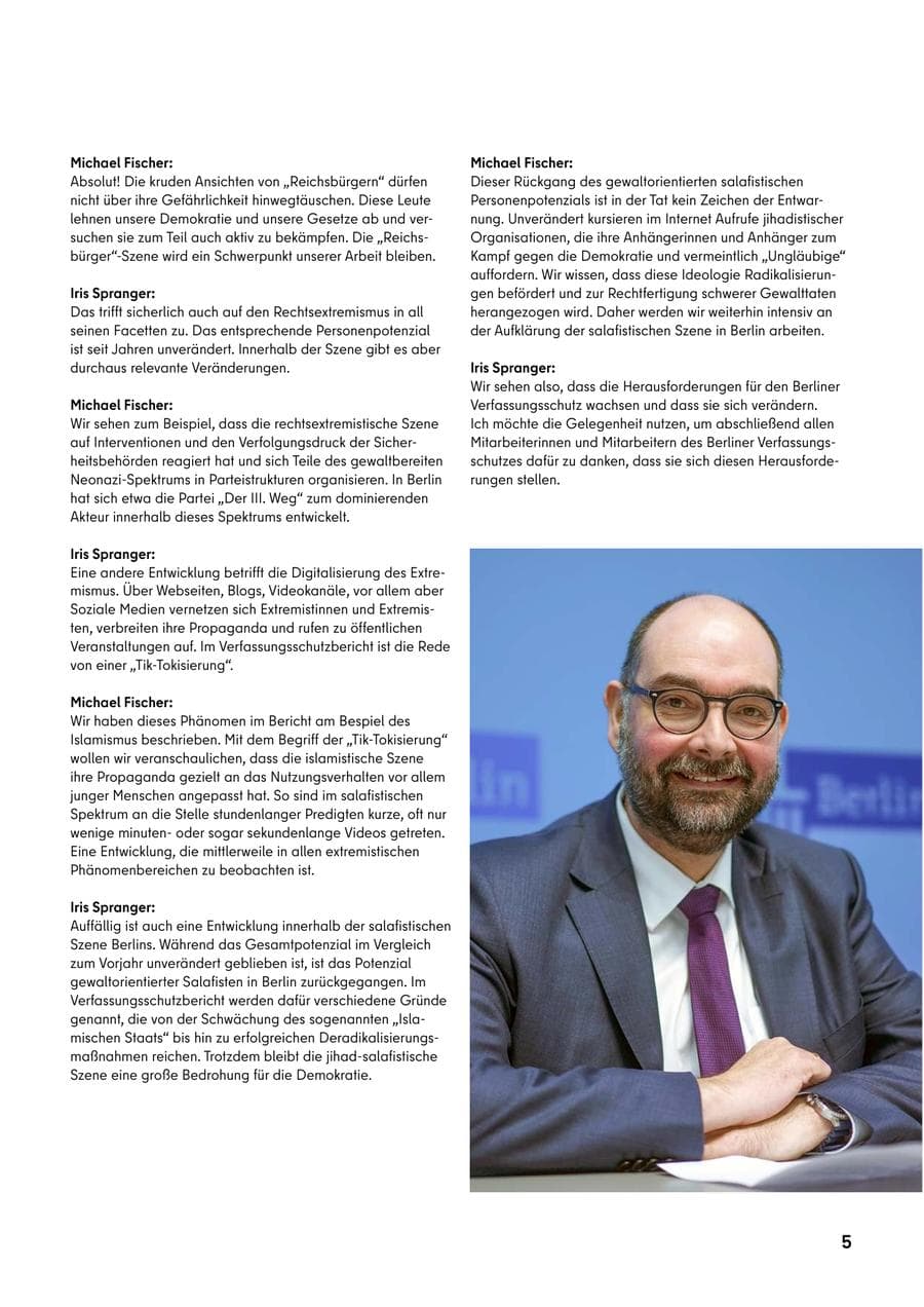 Seite 5 des Verfassungsschutzbericht 2022 Berlin