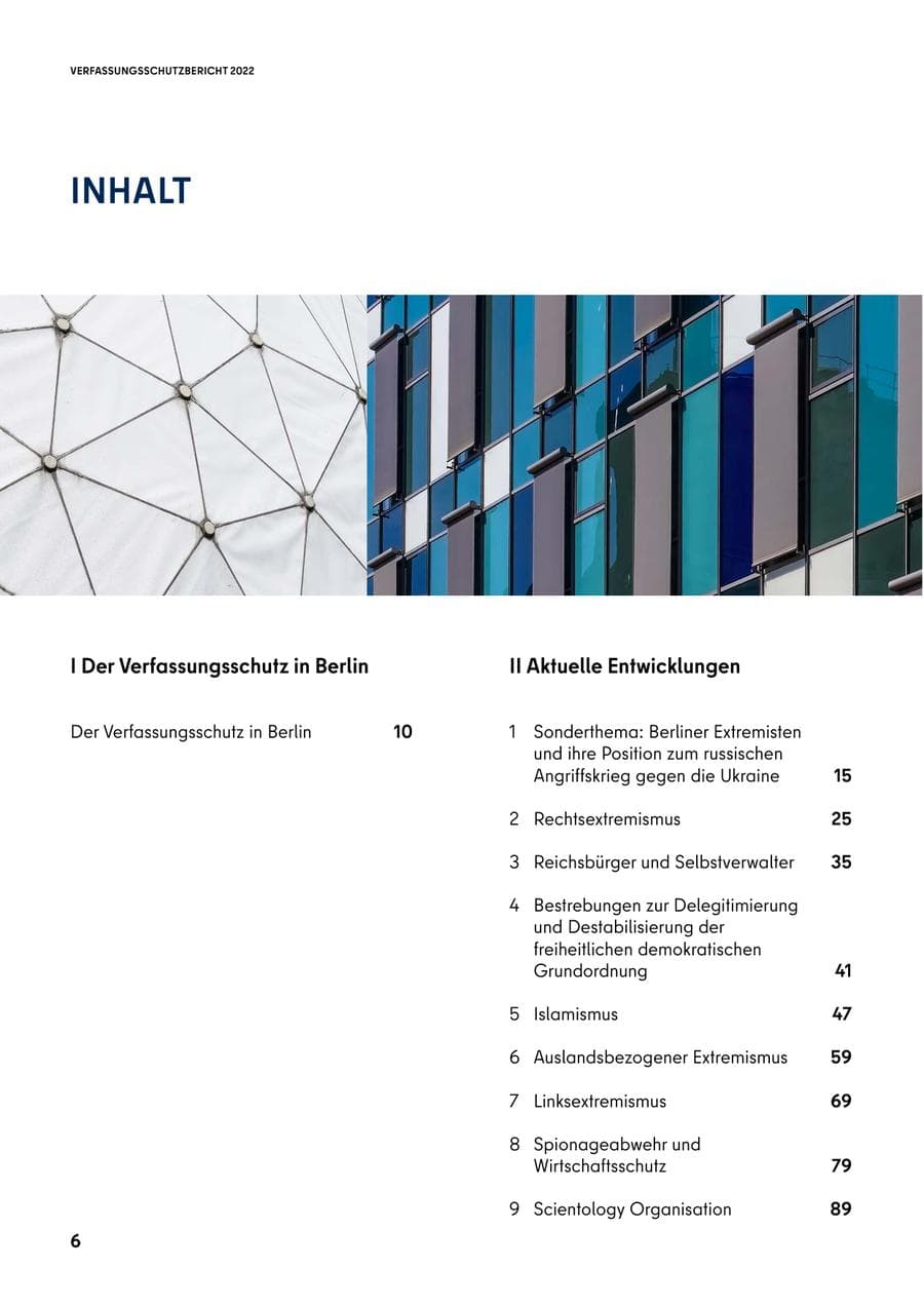 Seite 6 des Verfassungsschutzbericht 2022 Berlin