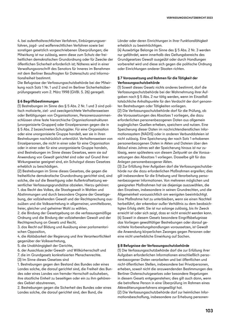 Seite 103 des Verfassungsschutzbericht 2023 Berlin