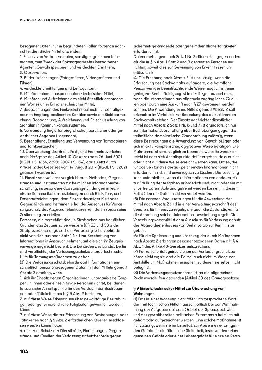 Seite 104 des Verfassungsschutzbericht 2023 Berlin