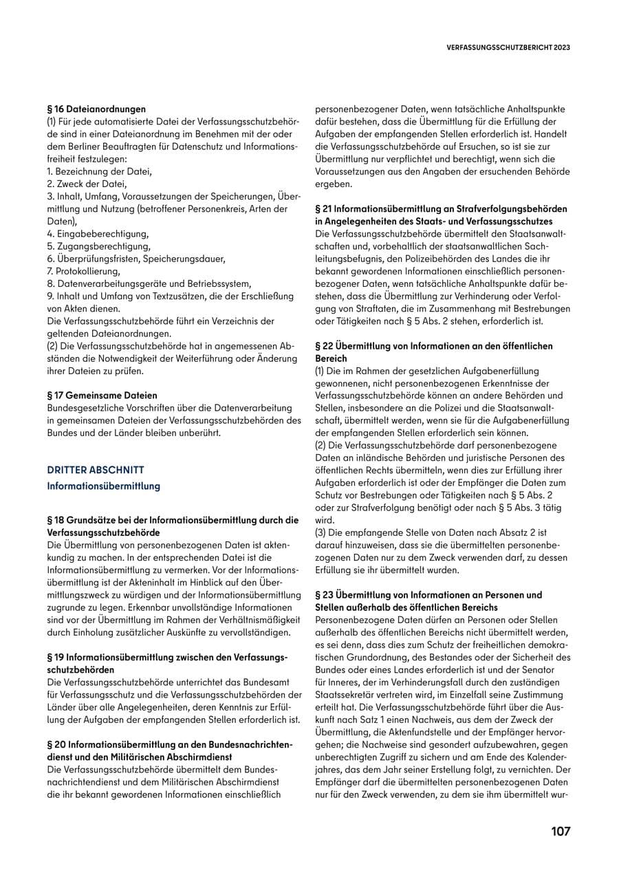 Seite 107 des Verfassungsschutzbericht 2023 Berlin