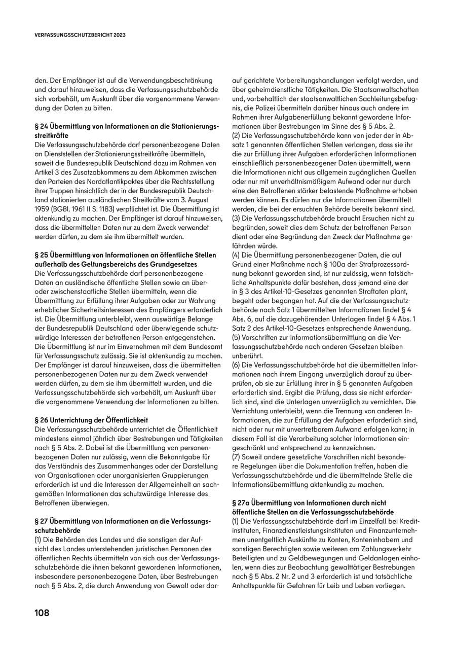 Seite 108 des Verfassungsschutzbericht 2023 Berlin