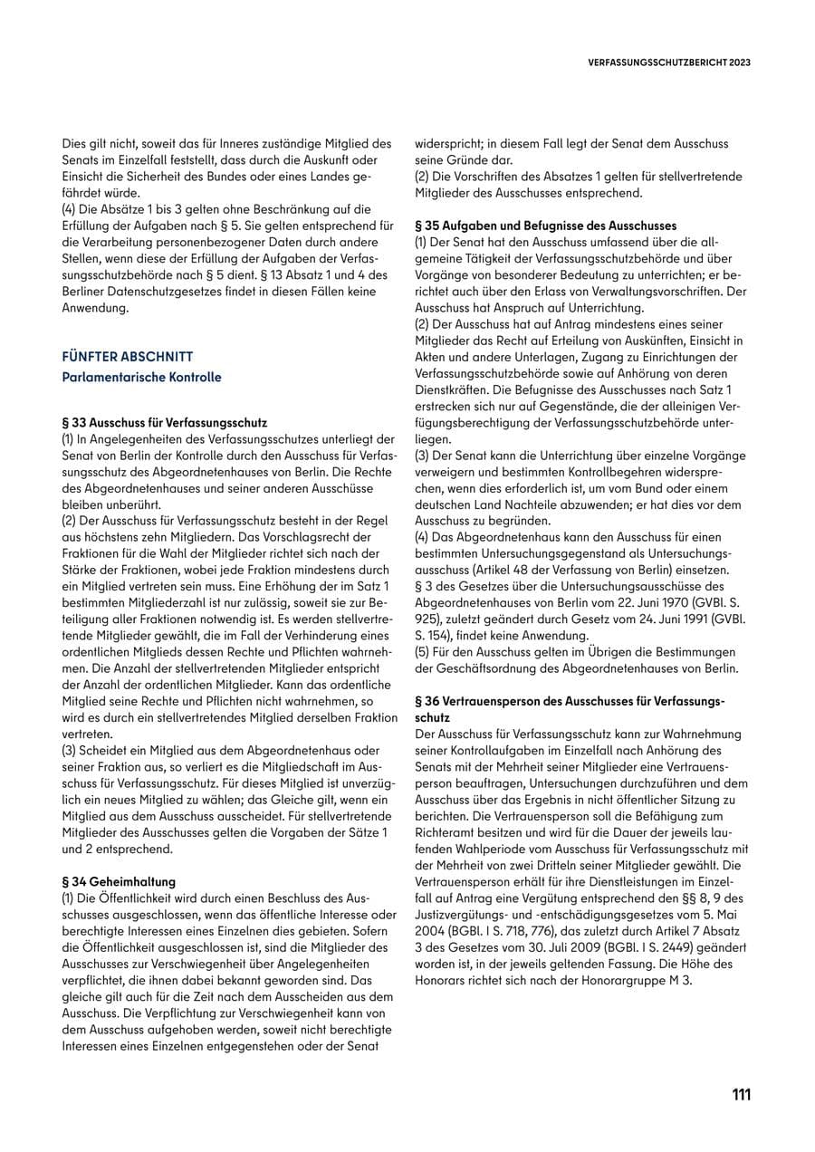 Seite 111 des Verfassungsschutzbericht 2023 Berlin