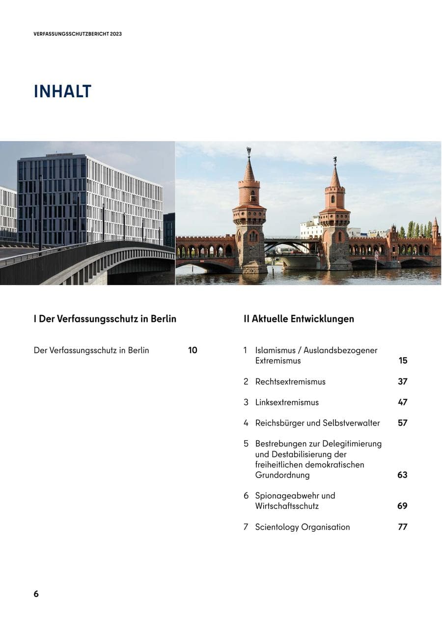 Seite 6 des Verfassungsschutzbericht 2023 Berlin
