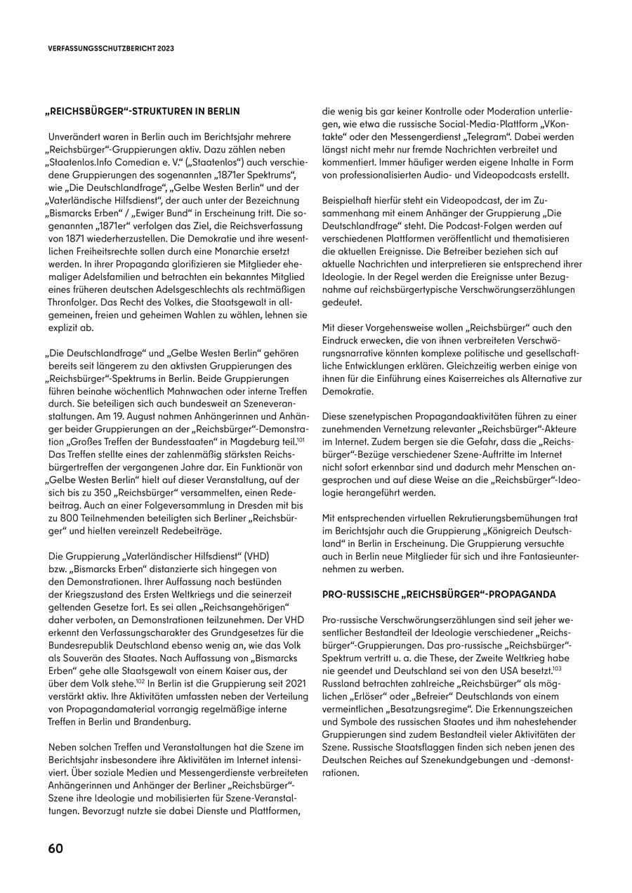 Seite 60 des Verfassungsschutzbericht 2023 Berlin