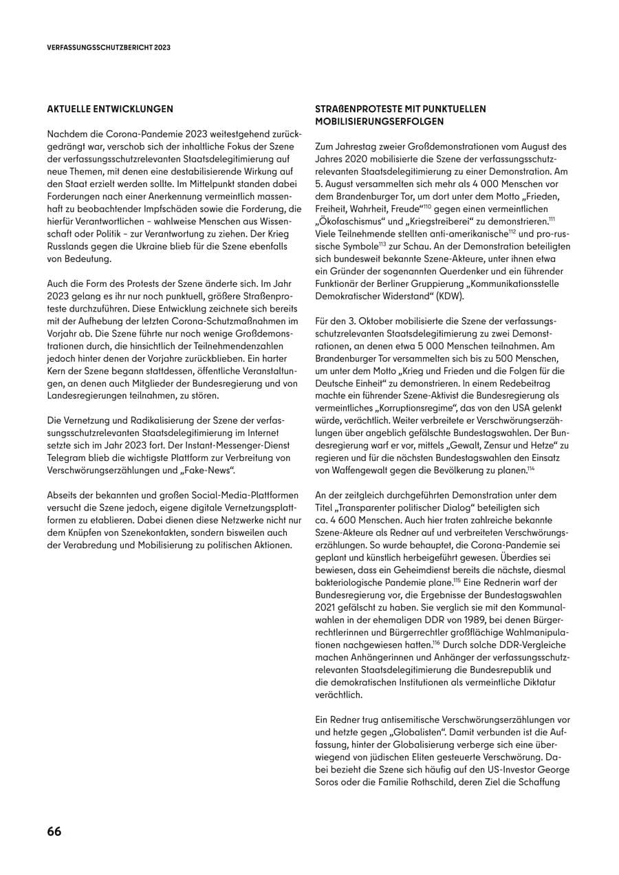 Seite 66 des Verfassungsschutzbericht 2023 Berlin