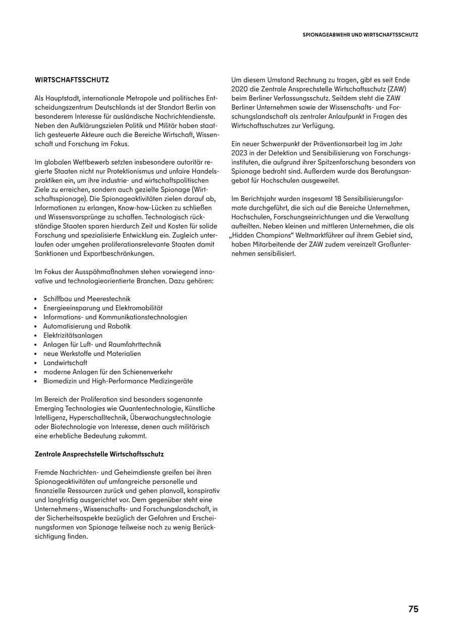 Seite 75 des Verfassungsschutzbericht 2023 Berlin