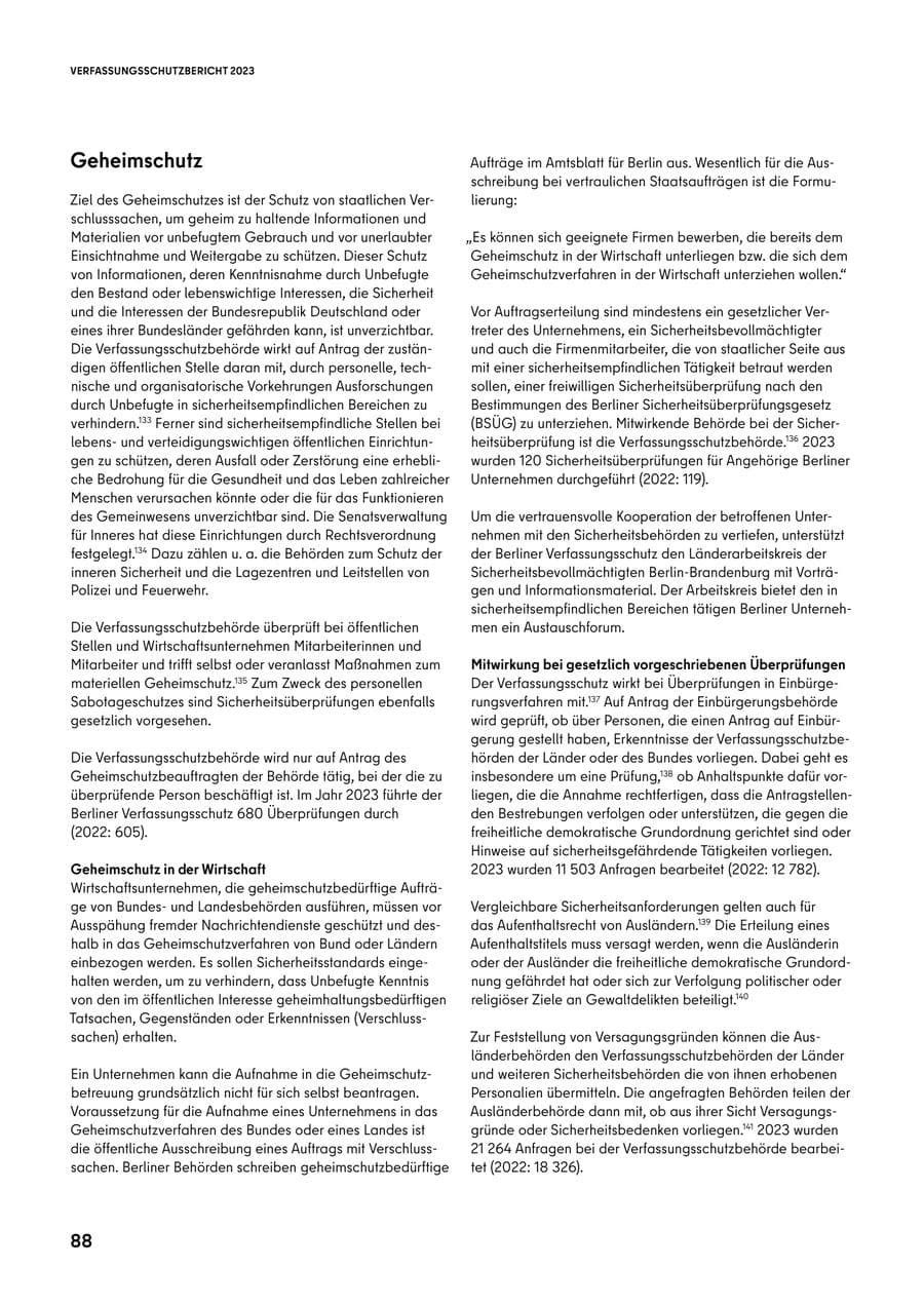 Seite 88 des Verfassungsschutzbericht 2023 Berlin