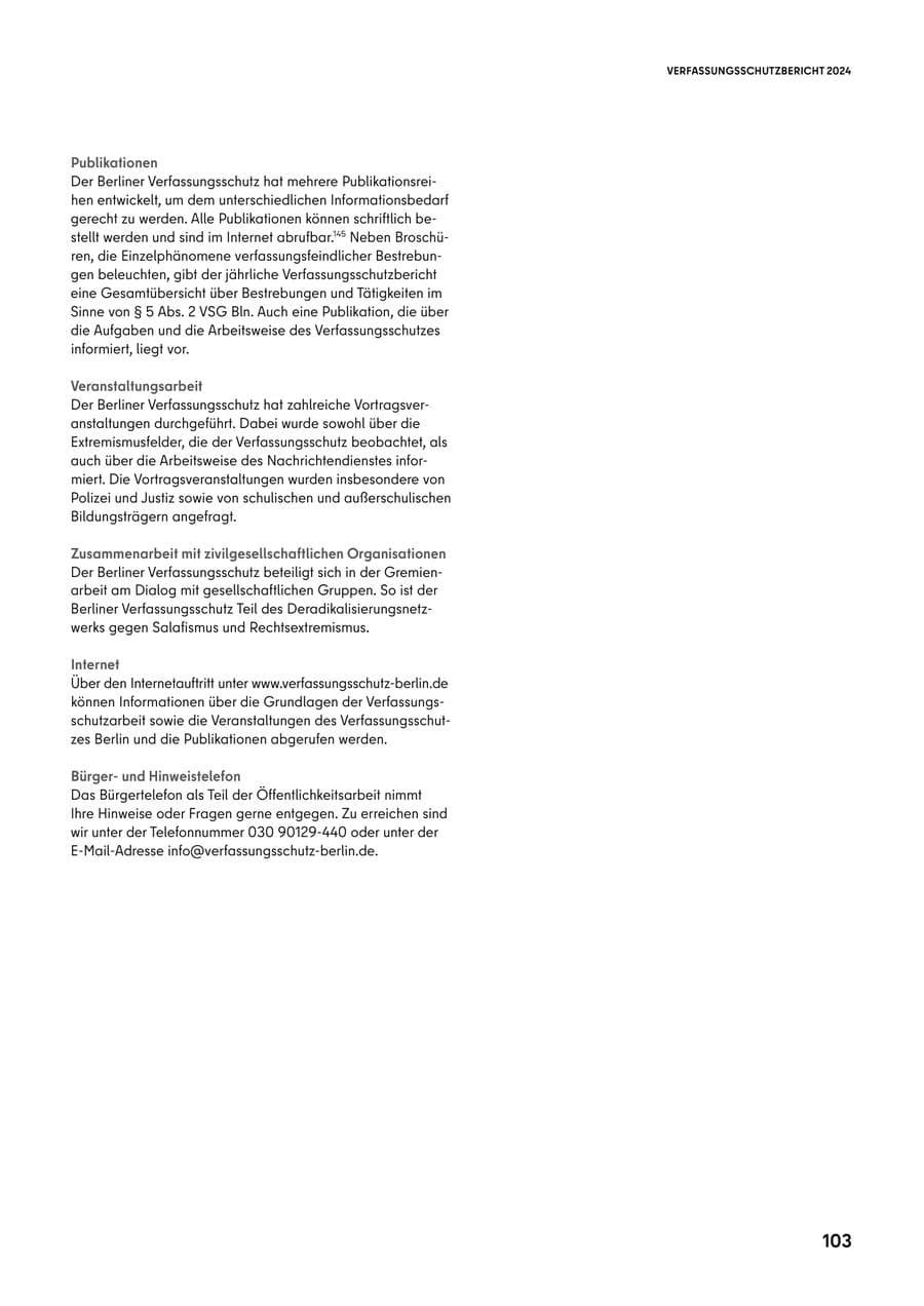 Seite 103 des Verfassungsschutzbericht 2024 Berlin