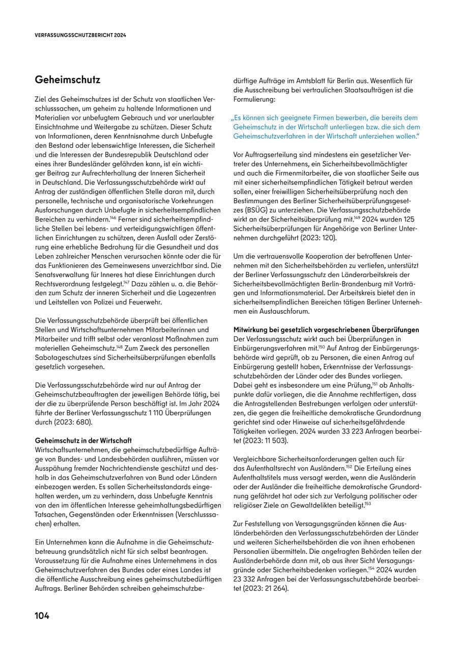 Seite 104 des Verfassungsschutzbericht 2024 Berlin