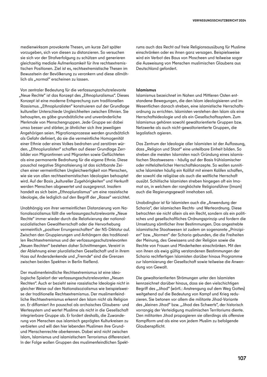 Seite 107 des Verfassungsschutzbericht 2024 Berlin