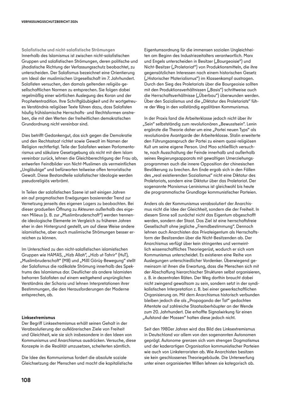 Seite 108 des Verfassungsschutzbericht 2024 Berlin