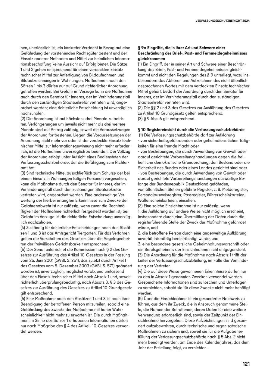 Seite 121 des Verfassungsschutzbericht 2024 Berlin