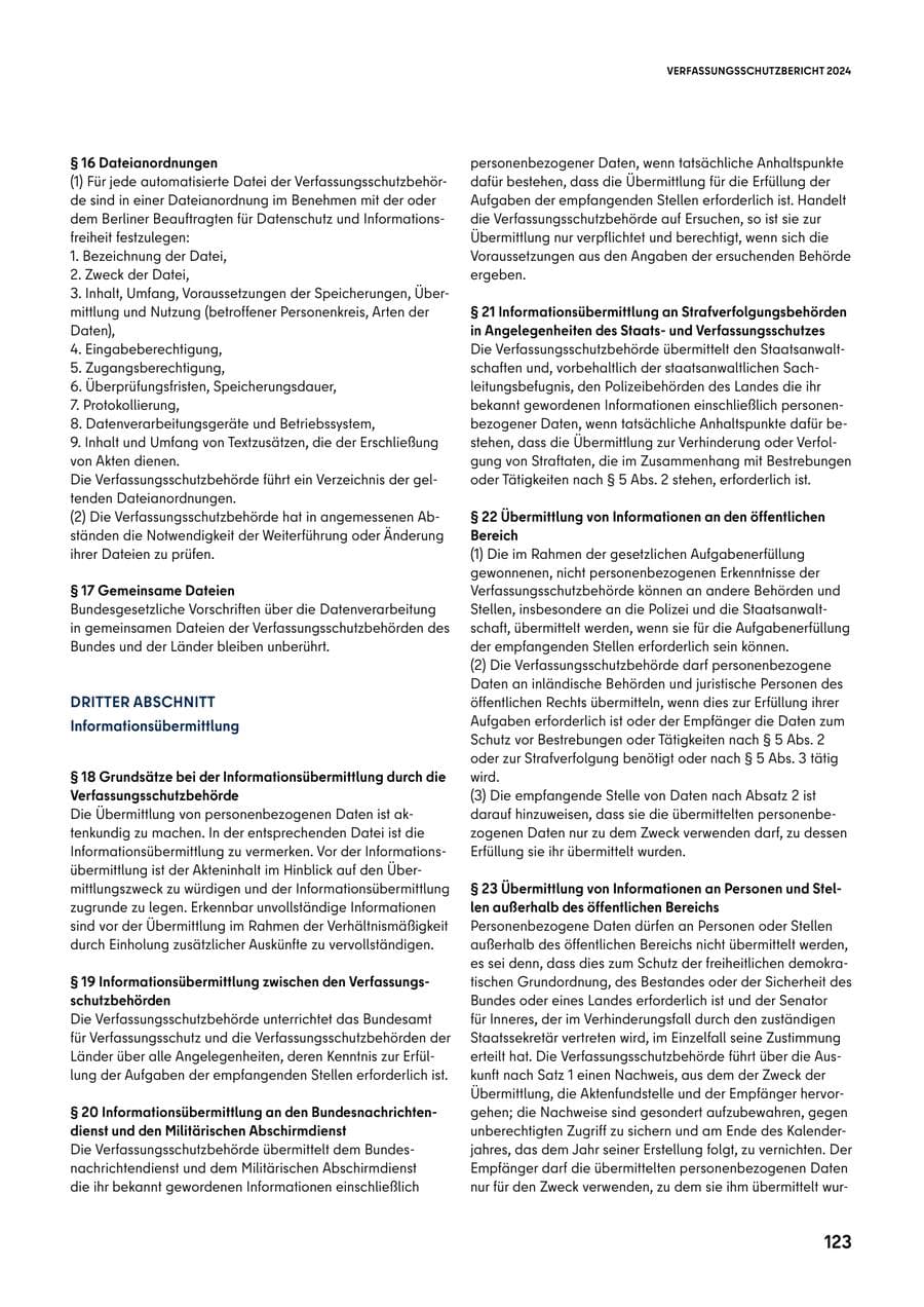Seite 123 des Verfassungsschutzbericht 2024 Berlin