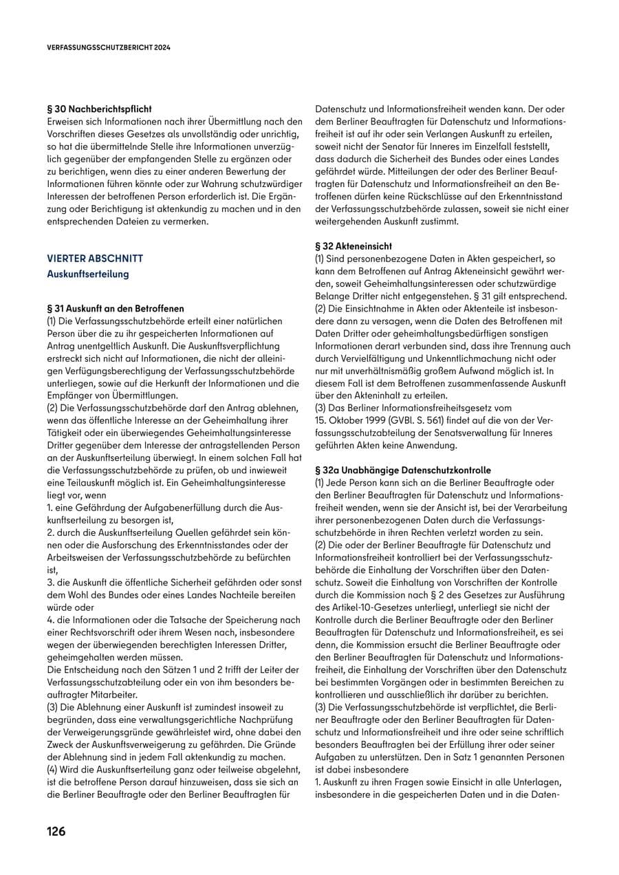 Seite 126 des Verfassungsschutzbericht 2024 Berlin