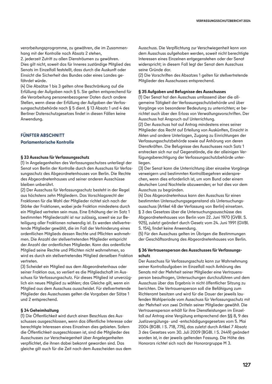 Seite 127 des Verfassungsschutzbericht 2024 Berlin